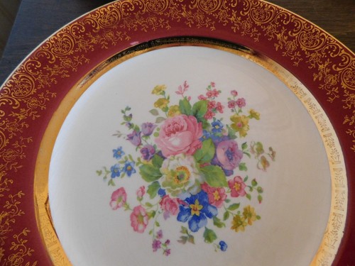 4 Dinner Plates - ARISTOCRAT MAROON RED - CENTURY by SALEM China USA - Picture 3 of 6