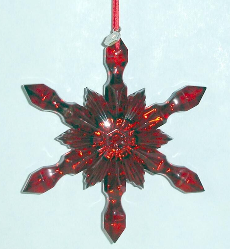 Baccarat Crystal Noel Snowflake Ornament Red Mirror 2014 #2808330