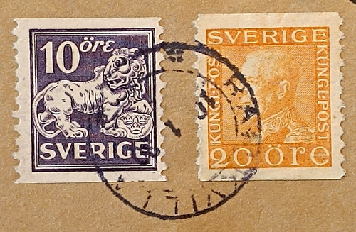 US Parcel Post 1929, Minneapolis-Sverige, Mixed franking, Cutting envelope, used - Picture 5 of 7