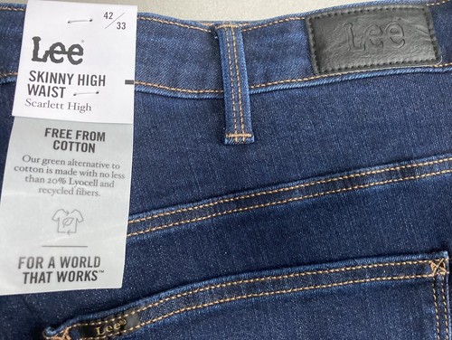 Pantalones de mezclilla escarlata ajustados cintura alta Lee Ladies W42 L33 nuevos con etiquetas - Imagen 8 de 8