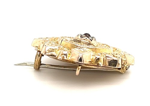 Vintage 9ct Yellow Gold Ruby & Seed Pearl Brooch - Picture 4 of 11
