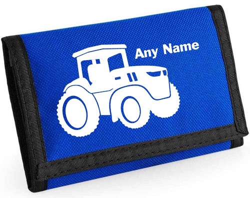 Traktordesign personalisierte BLAUE Jungen Kinder Ripper Geldbörse mit Münzhalter - Bild 4 von 10