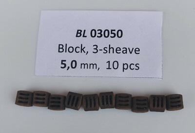 Master Korabel BL03050 Blöcke 5mm Loch Triple (Blocks 3 Scheibe) - 10 Stücke