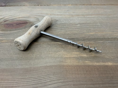 Vintage Weinzug Korkenzieher Holz T Griff manuell gedreht Top Made in Italy - Bild 1 von 12
