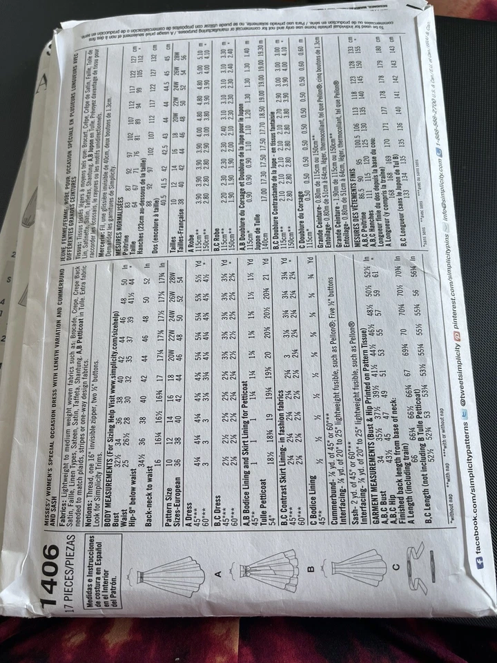 Sewing pattern womens dress Simplicity 1406 Sz 10-18 UNCUT - Image 2 of 2