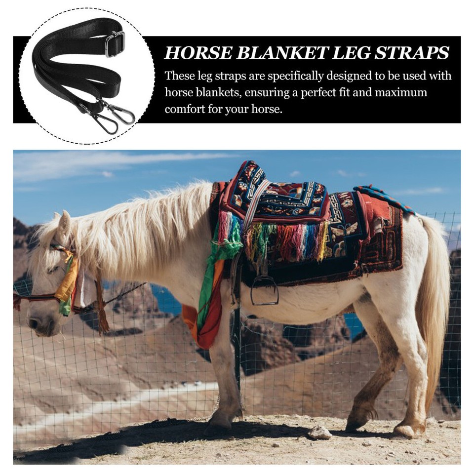 16 pcs Horse Blanket Leg Strap Adjustable Elastic Leg Straps for Horse