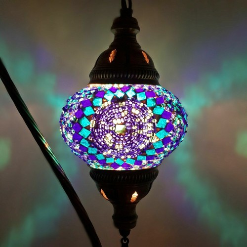 Moroccan Turkish Mosaic Lamp Colourful Glass Handmade Table Desk Light FREE BULB - Picture 27 of 436