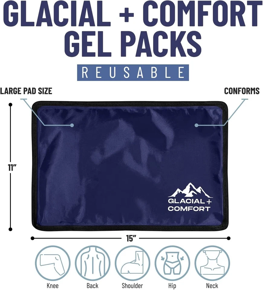 Gel Ice Pack for Back Pain Reusable Cold Pads Flex Technology 15" x 11" - Image 2 of 4