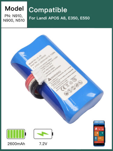 Battery For Landi APos A8, E350, E550, PAX A910, A930, Newland N510, N900, N910