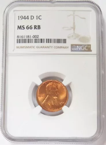 1944 D LINCOLN WHEAT CENT 1C NGC MINT STATE 66 RB