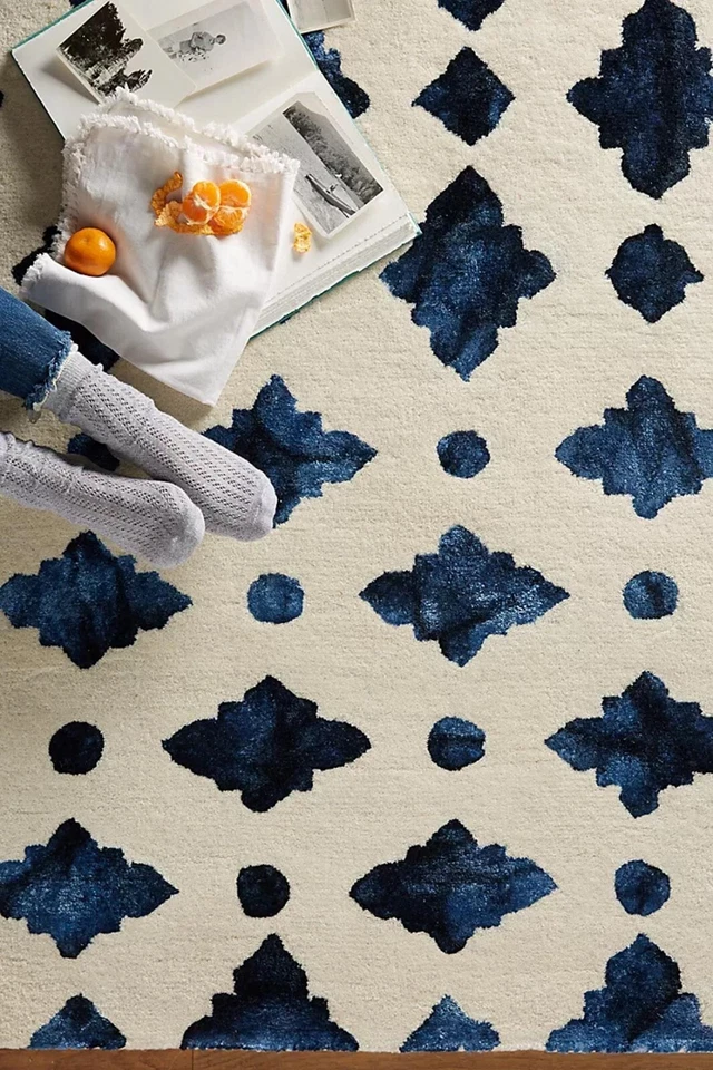 Moroccan Tile Tufted Woolen Area Rug Carpets for Home, Bedroom Living & Any Room - Image 2 of 4