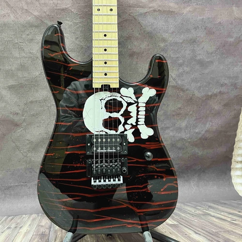 IN STOCK Cool skull electric guitar Double tremolo bridge Maple fingerboard