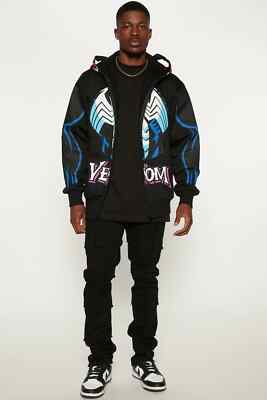 NEW Fashion Nova Marvel Venom Zip Up Hoodie Black- Size LARGE | eBay