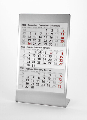 Edelstahl 3-Monats-Tischkalender für 2 Jahre (2026+2027) - CEP1