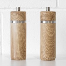 Salt & Pepper Grinder Mills 17cm Tall Beech Brown Wood Style Modern Pots Shakers