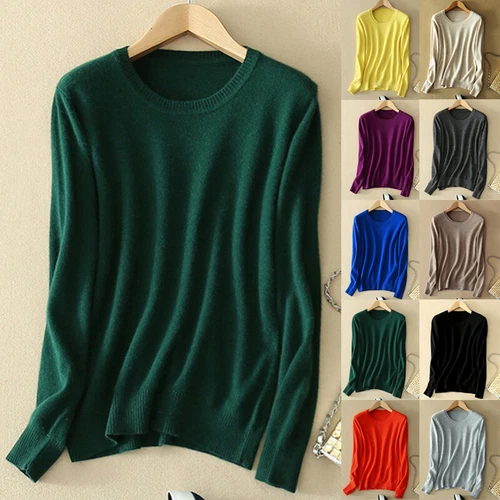 Damen Freizeit Herbst Oberteil Slim Strick Pullover Langarm Pulli - Bild 5 von 33