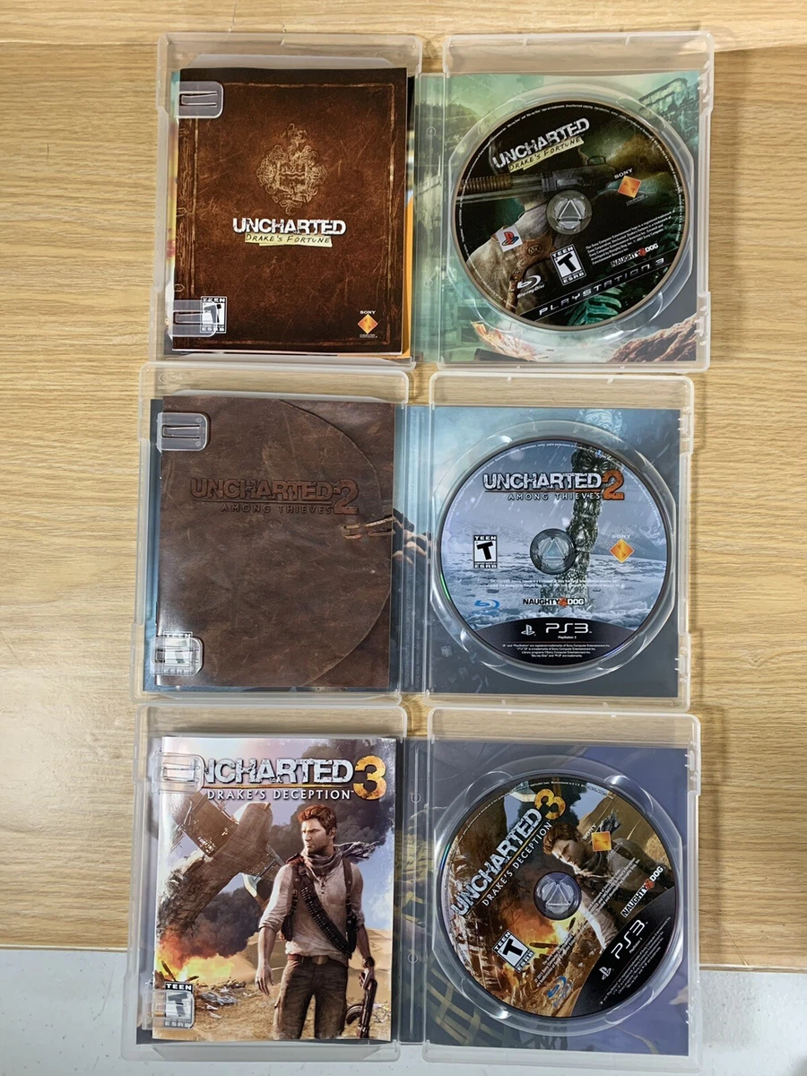 PS3 UNCHARTED 1, 2, & 3 game bundle All With Manuals