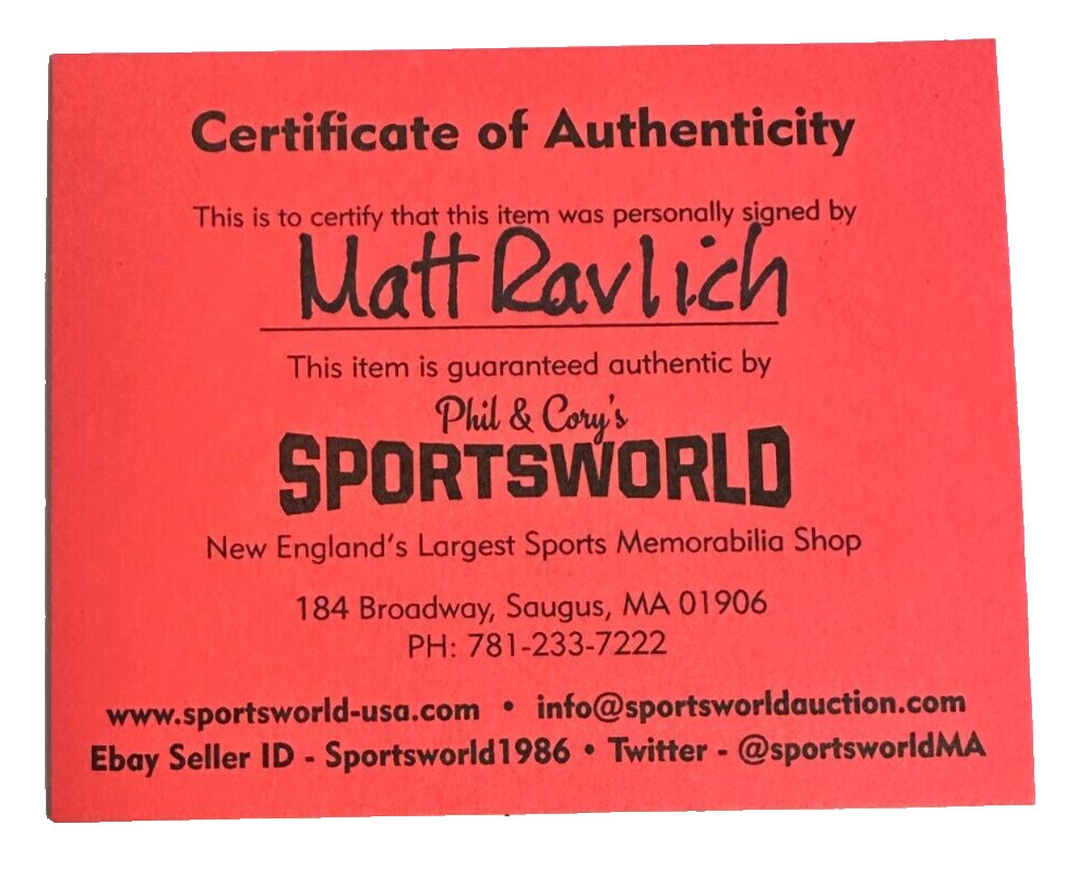 Matt Ravlich Autographed Boston Bruins Hocket Puck W/ 72 Stanley Cup Insc