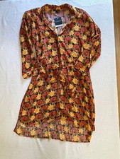 Topshop 4 Floral Orange Yellow Button Down Dress