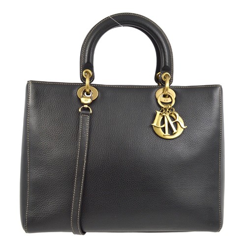 Christian Dior Black Lady Dior 2way Handbag MA-0062 141383