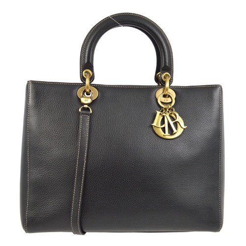 Christian Dior Black Lady Dior 2way Handbag MA-0062 141383 - 第 1/10 張圖片