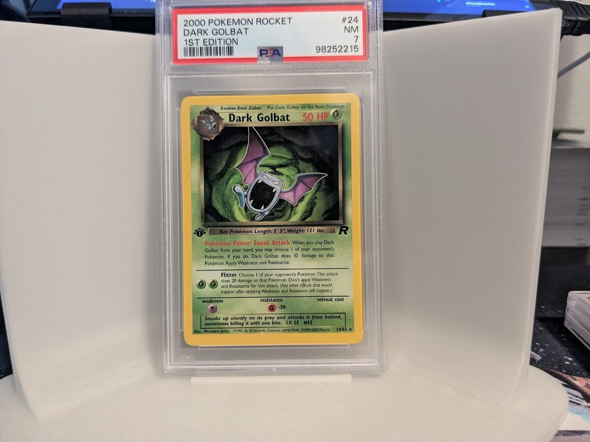 2000 POKEMON ROCKET 1ST EDITION #7 DARK GOLBAT- NON HOLO PSA 7