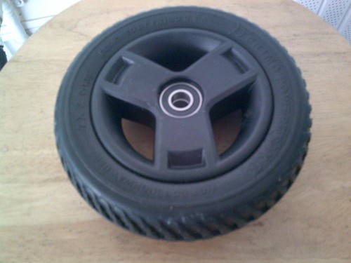 8 X 2 Front Wheel 3 Spoke w/ Bearings Black Rim and Tire # 5349