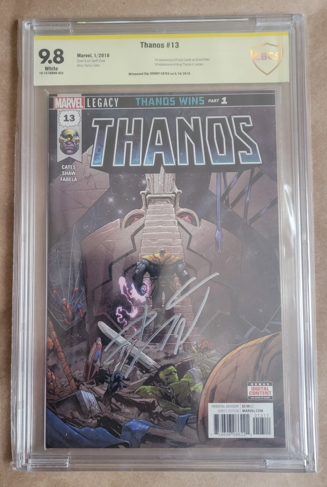 Marvel Comics THANOS 13 1st COSMIC GHOST RIDER CBCS Signed Donny CATES ...