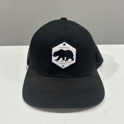 Rip Curl California Bear Patch RIPCURL Trucker Hat Snapback Black Surfer Surg