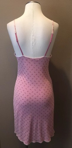 M Pink Scoop Neck Floral Print Babydoll Nighty Chemise W Spaghetti Straps - Picture 3 of 10