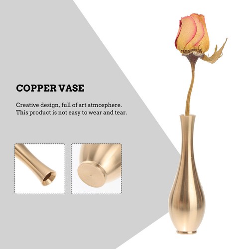1PC Artificial Flower Vase Desktop Vase Copper Vase Tall Floral Vase Decor - Picture 4 of 11