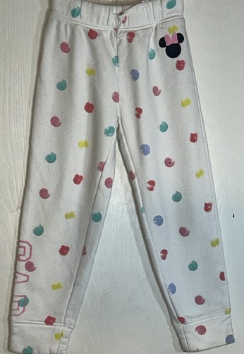 Baby Gap Little Girl Sz 5 Sweatpants French Terry White w/ Pastel Polka Dots EUC - Picture 6 of 10