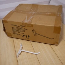 NOS - New Box of 100 - Slatwall 4 inch Metal Peg Hooks - White - KE-4