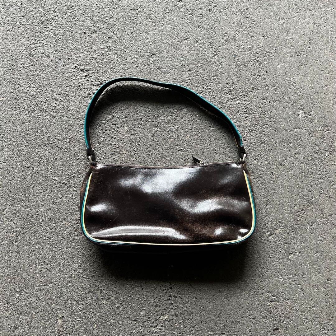 バッグ MIU MIU 90s Archive curved hand bag MIU MIU 90s Archive Curved Piping Shoulder Bag Brown Pockets