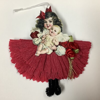 Handmade Vintage Paper Doll Christmas Ornaments - Feather Tree Decor & Gift Tags
