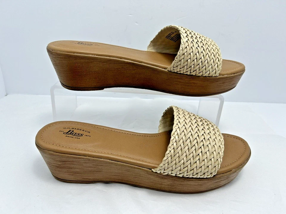 G.H.Bass & Co. Womens Sandals Shoes SZ 8 M "BASS WILLOW" Beige Woven materials#J Foto 4 de 4