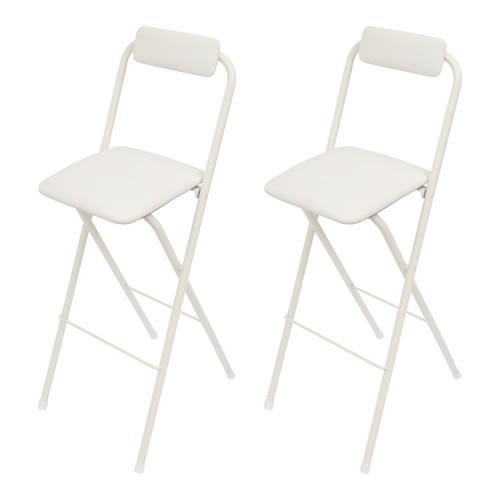 Silla de Bar Plegable Moderna 2 PIEZAS, Silla Plegable Alta, Taburete Plegable Portátil Blanco - Imagen 7 de 24