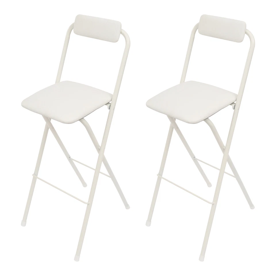 2 Stück Moderner Faltbarer Barstuhl, Hochklappstuhl, Tragbarer Klapphocker Weiß - Bild 3 von 4