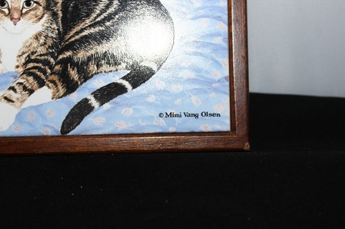 Vintage Mimi Vang Olsen Cat Tile Trivet Cats Purrfect Friends BISCUIT & MUFFIN - Picture 2 of 4