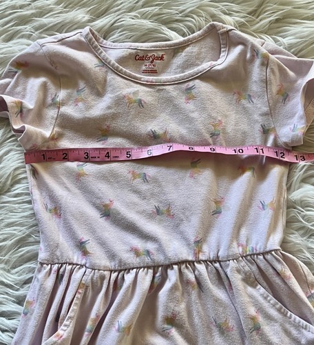 Cat & Jack Girl's size M (7/8) Pink Unicorn Short Sleeve Skater Dress Cotton - Picture 4 of 6