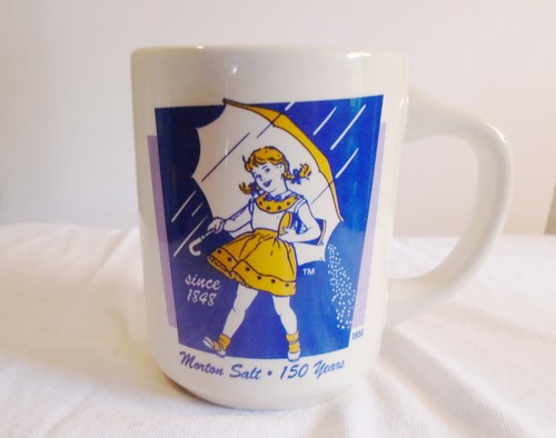 3 Morton Salt Girl 150 Years Collectible Coffee Mugs Bryan China - Picture 4 of 4