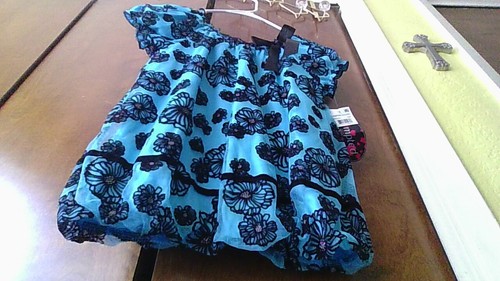NWT! Tempted Girls Size 6 Short Sleeve Shirt PRETTY Bright Blue w/Black Flowers - Picture 22 of 23