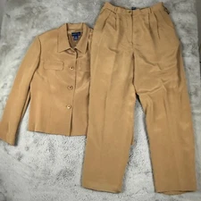Charter Club Silk Pant Suit Set Career Business Interview Tan Size 12