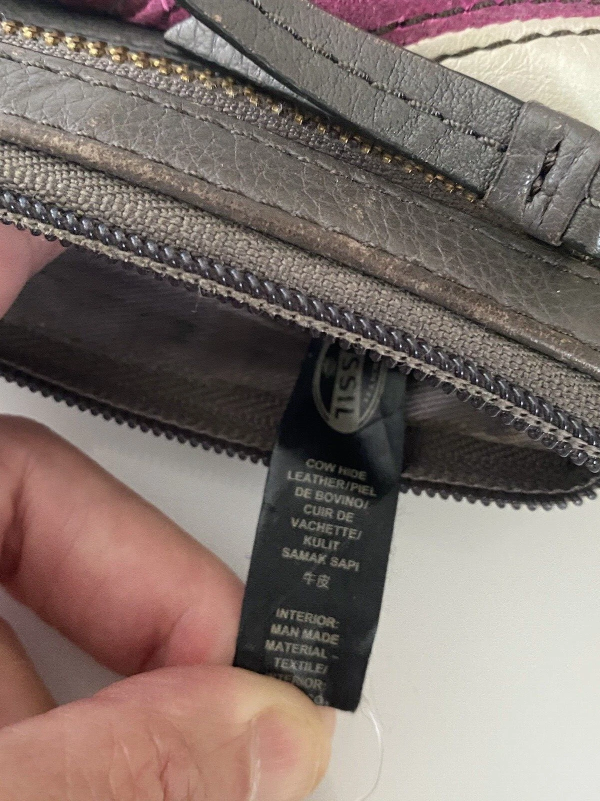 Borsa portafoglio da polso pochette Fossil Karli stampa geometrica pelle mod vintage nuova con etichetta