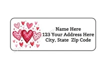30 HEARTS VALENTINES DAY PERSONALIZED RETURN ADDRESS LABELS 1 in X 2.625 in