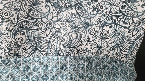 Túnica Sigrid Olsen 100 % lino azul floral manga 3/4 - Imagen 7 de 9