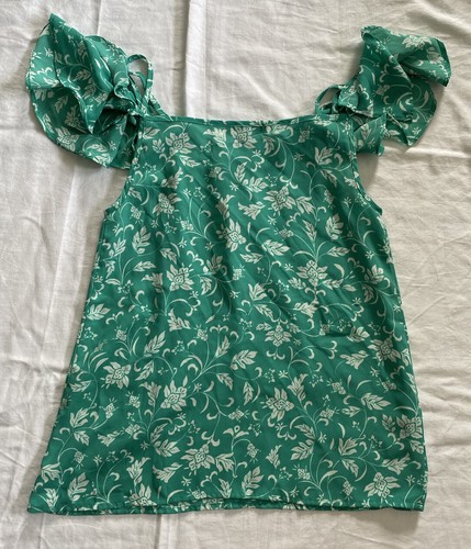 EXPRESS Women's Teal/Green Floral Off Shoulder Blouse XXS - Picture 2 of 3