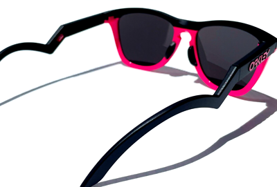 Oakley FROGSKINS HYBRID Black Neon Pink POLARIZED Galaxy Chrome