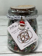 Jewelry Made By Me DIY Bead Kit Jar "HOLIDAY" w/Santa Clause Charm (Black Santa)