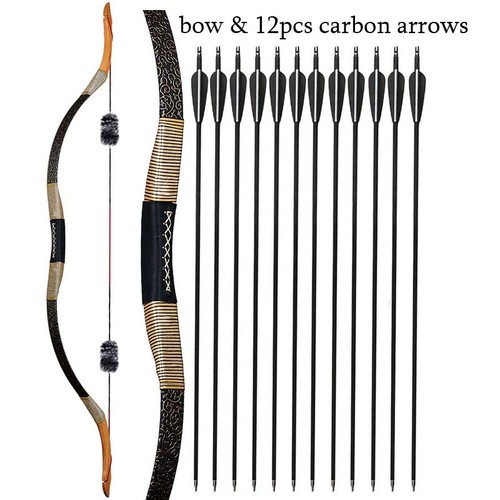 53" Archery Recurve Bow Mongolian Traditional Longbow 30-55lb Hunting 30-50lbs - Picture 26 of 27